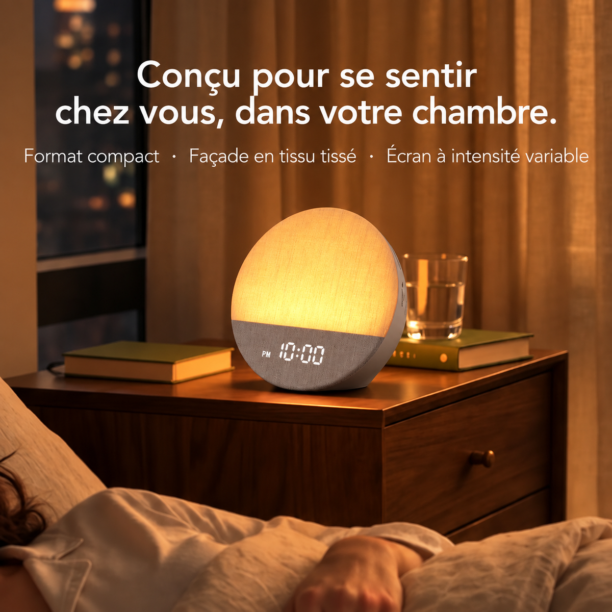 Réveil Lumière Simulateur d'Aube en Tissu – Matin Doux