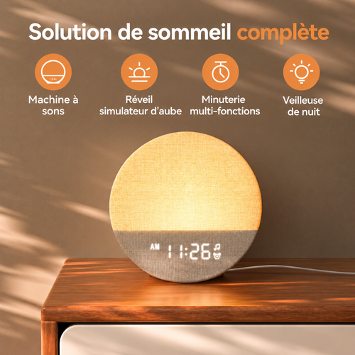 Réveil Lumière Simulateur d'Aube en Tissu – Matin Doux